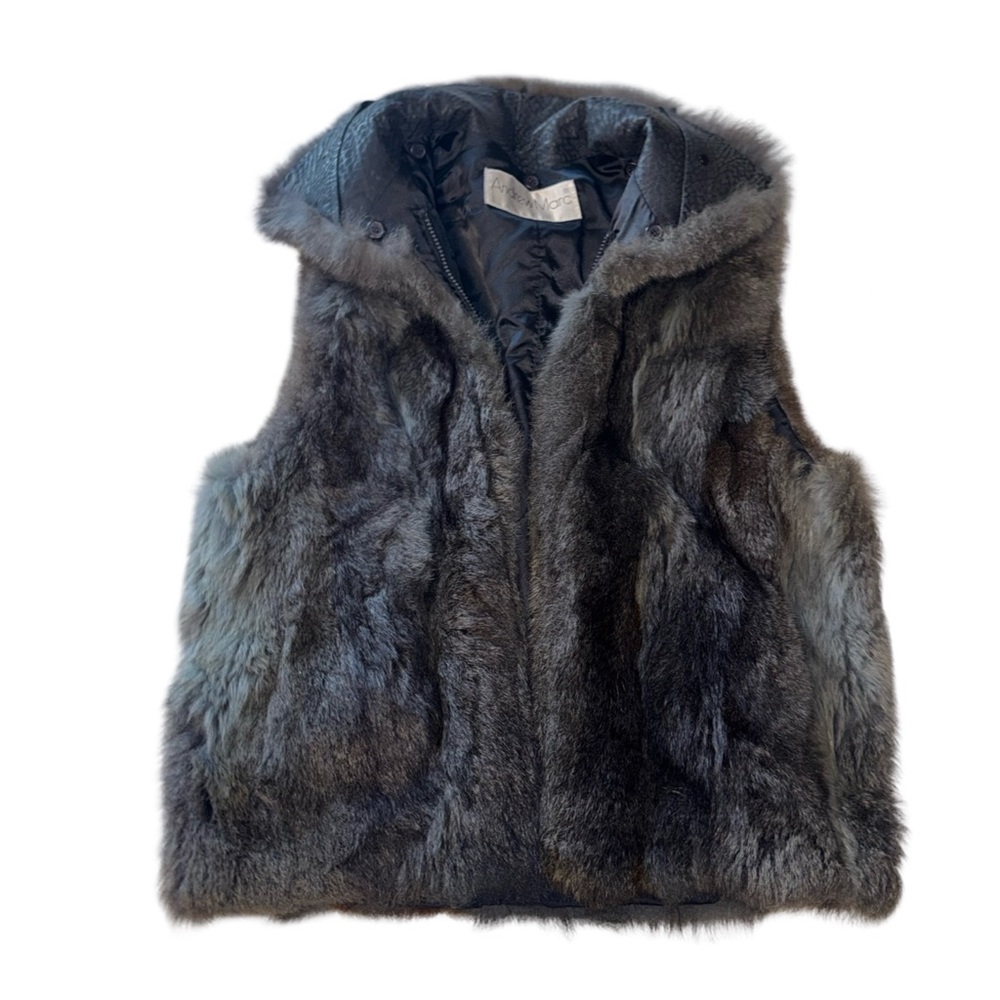 Andrew‎ Marc Addition Sleeveless Vest Jacket Womens Black Opossum Fur Size Small